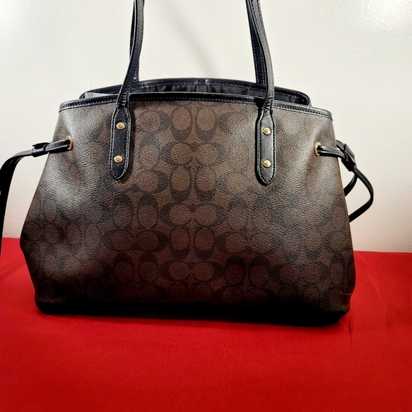 Coach Signature Drawstring Carryall Brown/Black F57842 - Picture 2 of 11